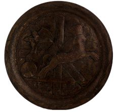 Brass Oval Egyptian King Hunting Rider On Horse Wall Hanging Plate
