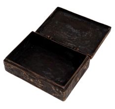 Old Brass Chinese Inscription Engraved Rectangular Box