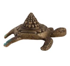 Brass Shree Mantra on Tortoise Back Good Luck Statue