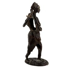Brass African Farmer Statue standing with stick