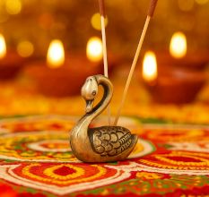 Tribal Brass Swan Incense Holder