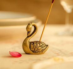 Tribal Brass Swan Incense Holder