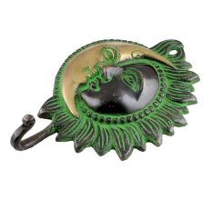 Brass Designer Sun Moon Wall  Hook With Patina