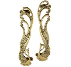 Golden Brass Designer Peacock Figurine With Long Feathers