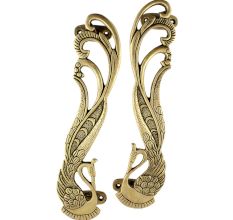 Golden Brass Designer Peacock Figurine With Long Feathers