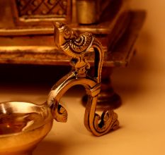 Brass Indian Peacock Holding Diya Diwali Decoration