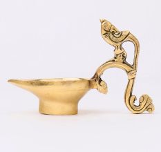 Brass Indian Peacock Holding Diya Diwali Decoration