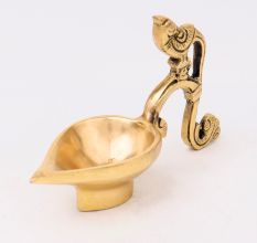 Brass Indian Peacock Holding Diya Diwali Decoration
