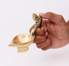 Brass Indian Peacock Holding Diya Diwali Decoration
