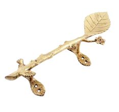 Golden Brass Leaf Figurine Door Handle