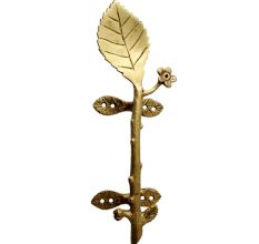 Golden Brass Leaf Figurine Door Handle