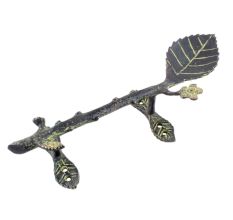 Brass Single Big And Small Leaves Door Handle Antique Finish