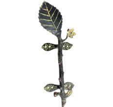 Brass Single Big And Small Leaves Door Handle Antique Finish