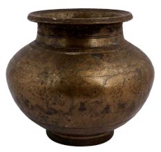 Brass Holy Water Pot With Carved Floral Design