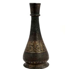 Old Brass Vase With Golden Floral Design At The Base