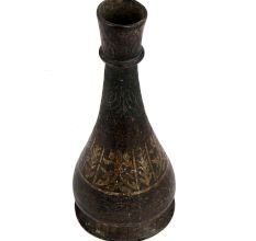 Old Brass Vase With Golden Floral Design At The Base