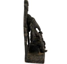 Black Brass Sitting Ganesha Statue With Prabhavali