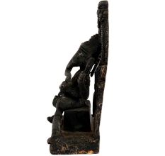 Black Brass Sitting Ganesha Statue With Prabhavali