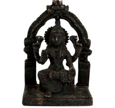 Black Brass Goddess Laxmi Statue On Chowki And Prabhavali