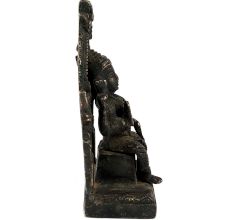 Black Brass Goddess Laxmi Statue On Chowki And Prabhavali