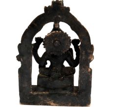 Black Brass Goddess Laxmi Statue On Chowki And Prabhavali