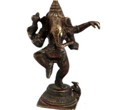 Brass Dancing Ganesha With Mooshak