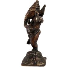 Brass Dancing Ganesha With Mooshak