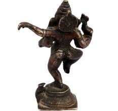 Brass Dancing Ganesha With Mooshak