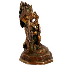 Hindu Brass Statue Of Lord Panchmukhi Hanuman