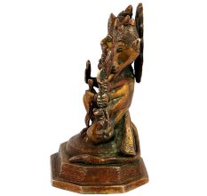 Hindu Brass Statue Of Lord Panchmukhi Hanuman