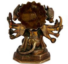 Hindu Brass Statue Of Lord Panchmukhi Hanuman