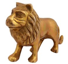 Brass Metal Figurine Standing Lion For Decoration