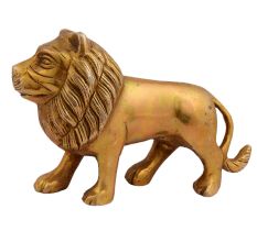 Brass Metal Figurine Standing Lion For Decoration