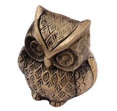 Brass Small Sitting Owl Statue Paperweight
