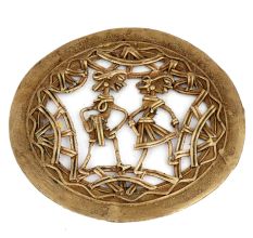 Brass Round Wall Hanging Dhokra Warli Jali Work Showpiece