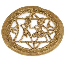 Handmade Round Artistic Brass Wall Art Hanging Dhokra Couple
