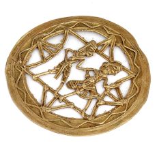 Handmade Round Artistic Brass Wall Art Hanging Dhokra Couple
