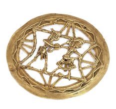 Intricately Designed Tribal Brass Wall Art
