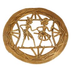 Brass Dhokra Tribal Dancing Couple Wall Art