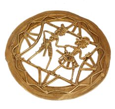 Brass Dhokra Tribal Dancing Couple Wall Art