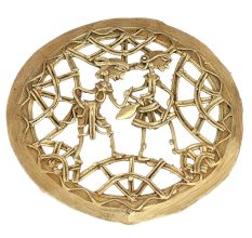 Handmade Brass Wall Art Of Tribal Working Couple