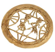 Brass Wall Art Depicting Village Couple