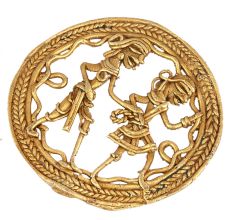 Brass Dhokra Wall Art Tribal Couple Romantic Mood With Decorative Border