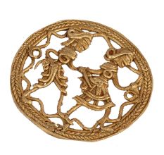 Brass Dhokra Wall Art Hanging Of Indian Farmer With Wife