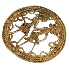 Round Brass Dhokra Wall Art Of Tribal Dancing Couple
