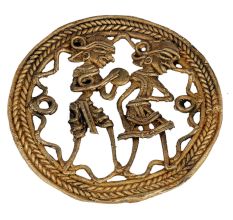 Brass Dancing Couple Dhokra Art With Rope design Border