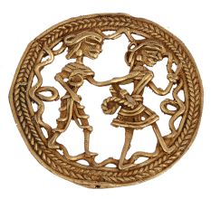 Round Rope Border Brass Dhokra Art Tribal Couple
