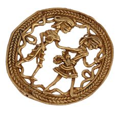 Round Rope Border Brass Dhokra Art Tribal Couple