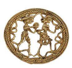 Bell Metal Craft Tribal Figurine RoundÂ Brass Wall Art