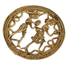 Bell Metal Craft Tribal Figurine RoundÂ Brass Wall Art